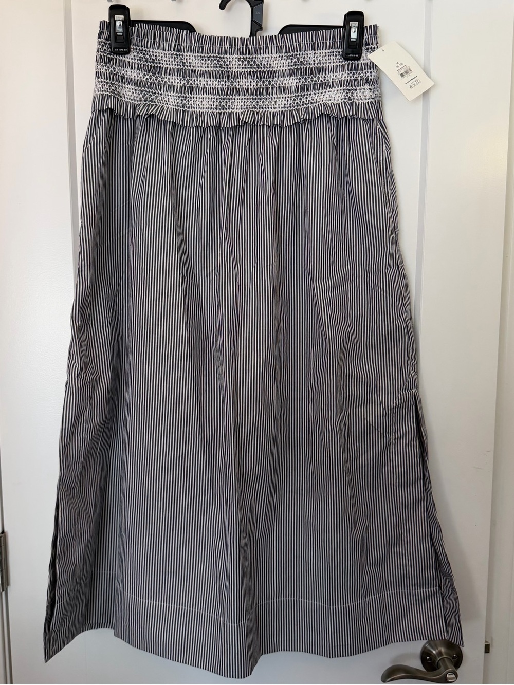 Free Assembly Women’s Black and White Striped Skirt with slits both sides size M
